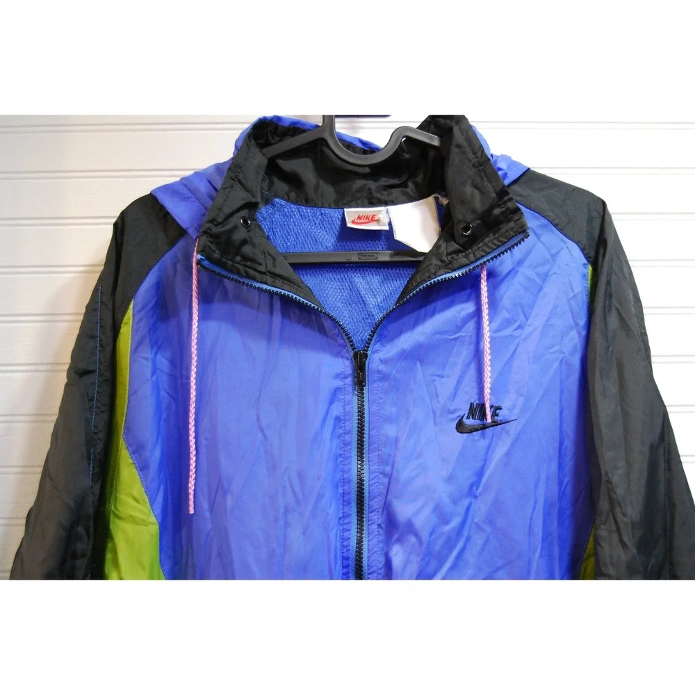 Vintage Nike Windbreaker jacket Large Full-zip Hooded Color-block Track‎ Unisex